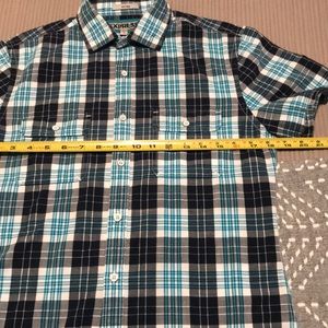 Express Men's Blue Plaid Casual Button Down Shirt